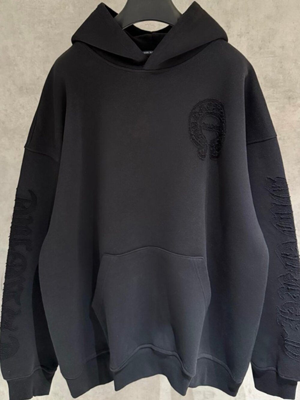 Chrome Hearts Embroidered Black Hooded Sweatshirt Size XL